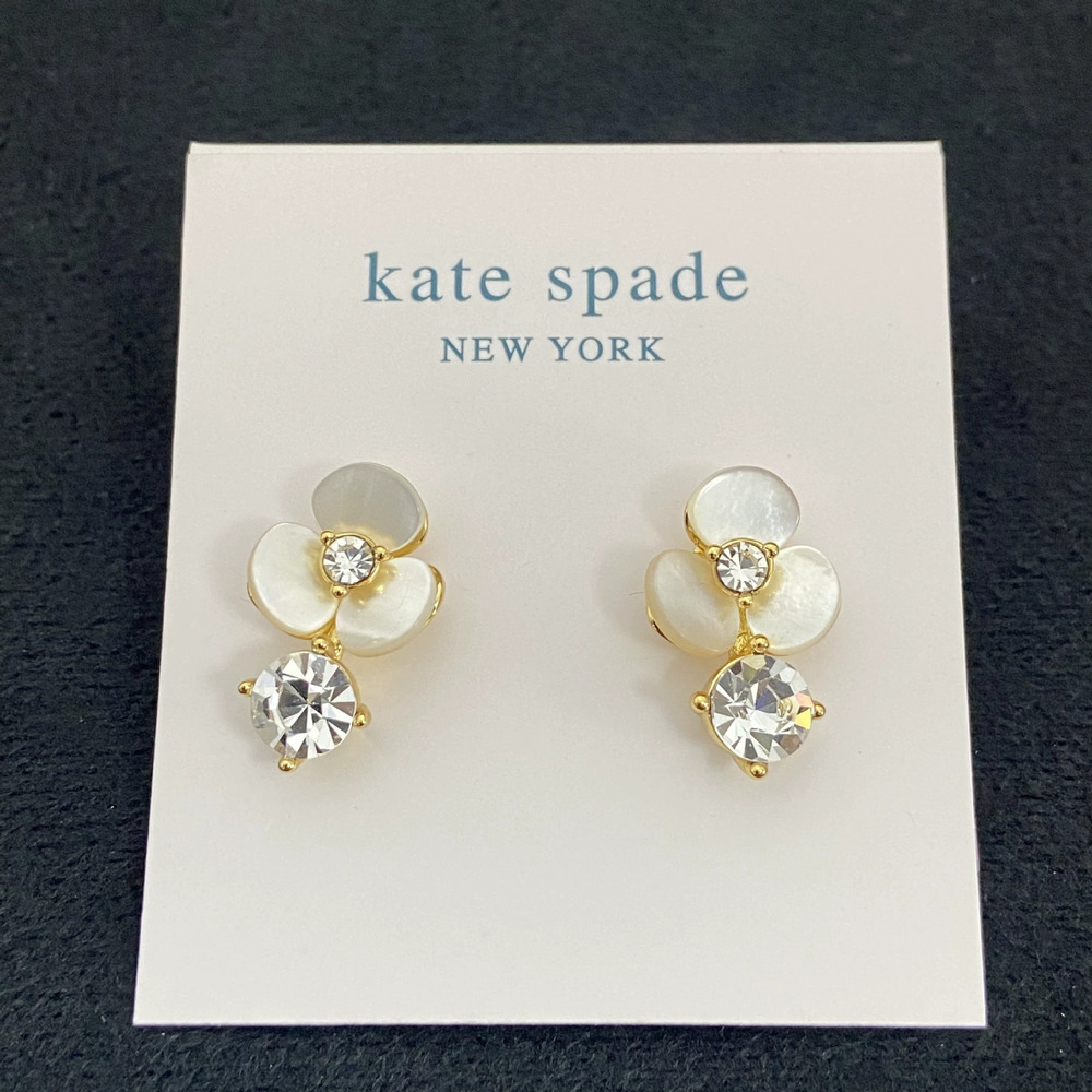 Kate SPADE Mini Shell Rhinestone Metal Flower Earrings